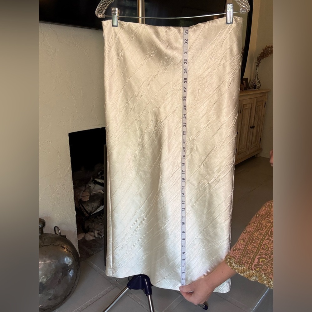 Max Mara $750 Sportmax Ruta Ivory Satin Midi Skirt NWT Size 10 Bias Cut Italy - Picture 14 of 16